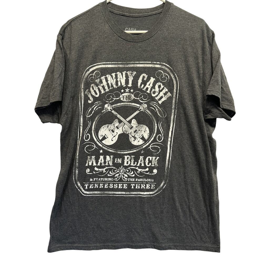 Johnny Cash The Man in Black and‎ The Tennessee Three Mens T-Shirt XL